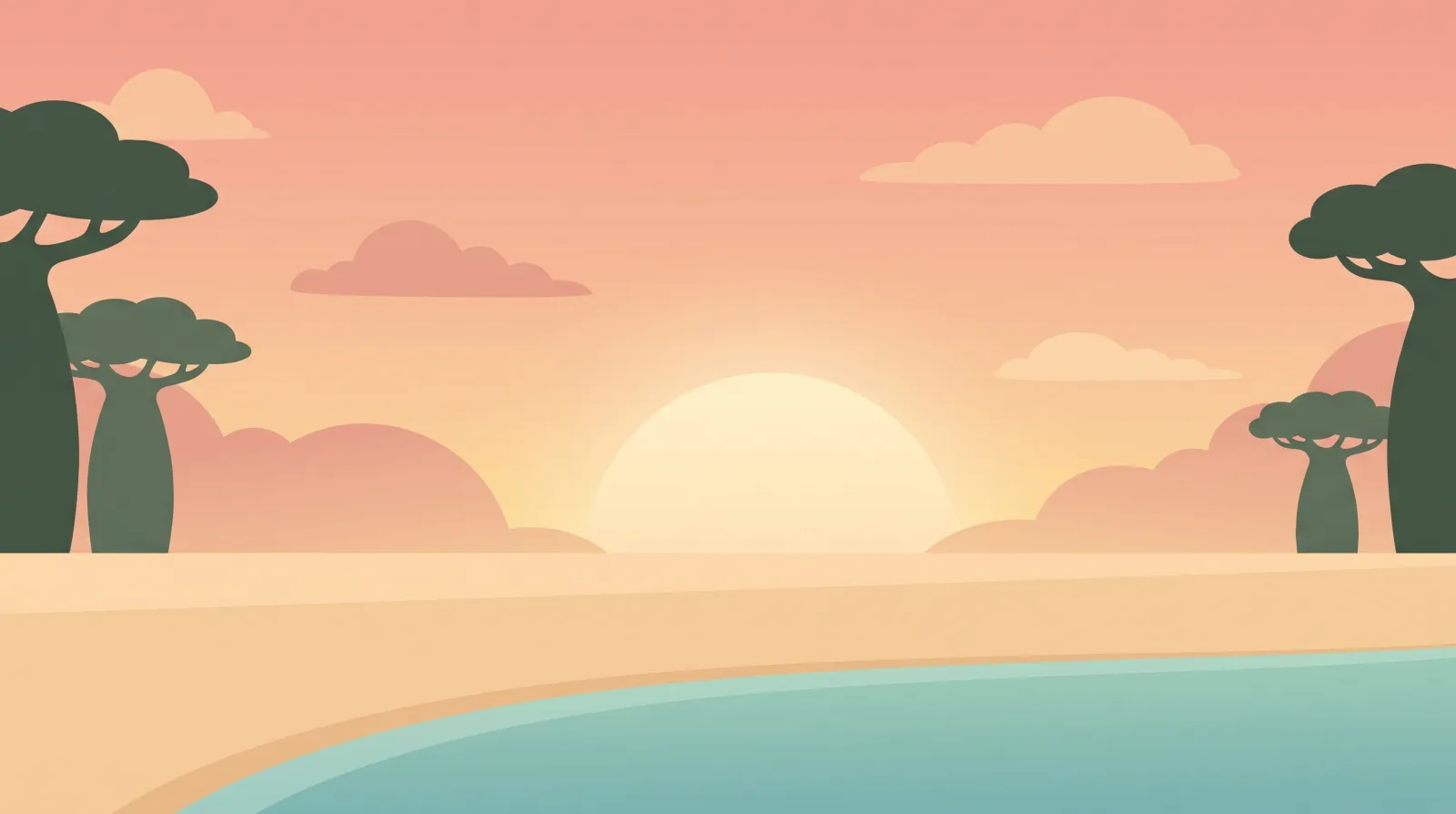 Sunset theme — warm peach sky